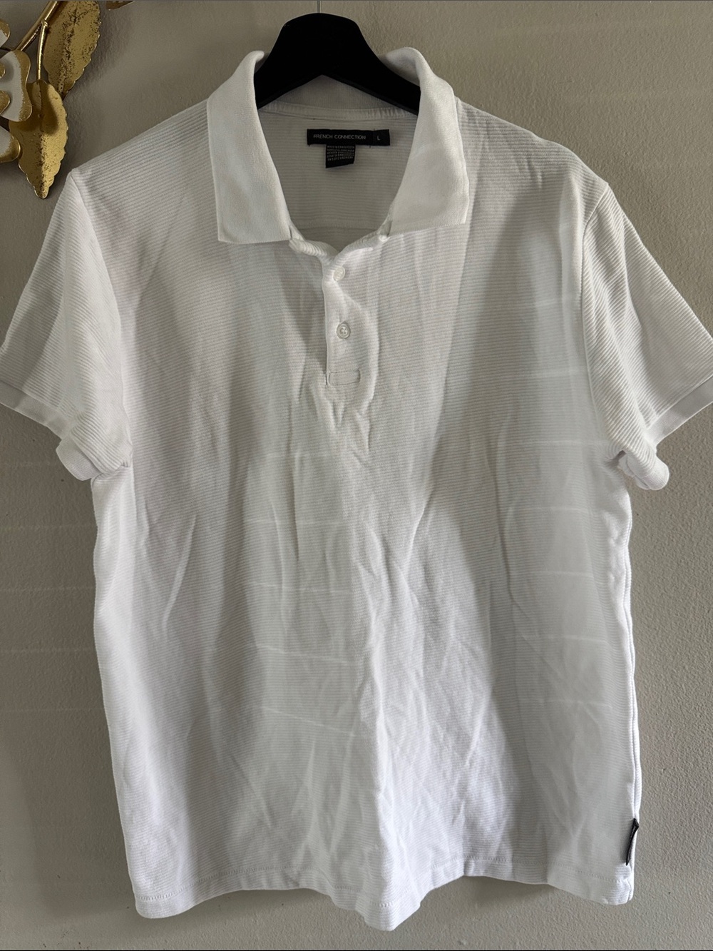 French Connection White Men's Polo Shirt - Short Sleeve